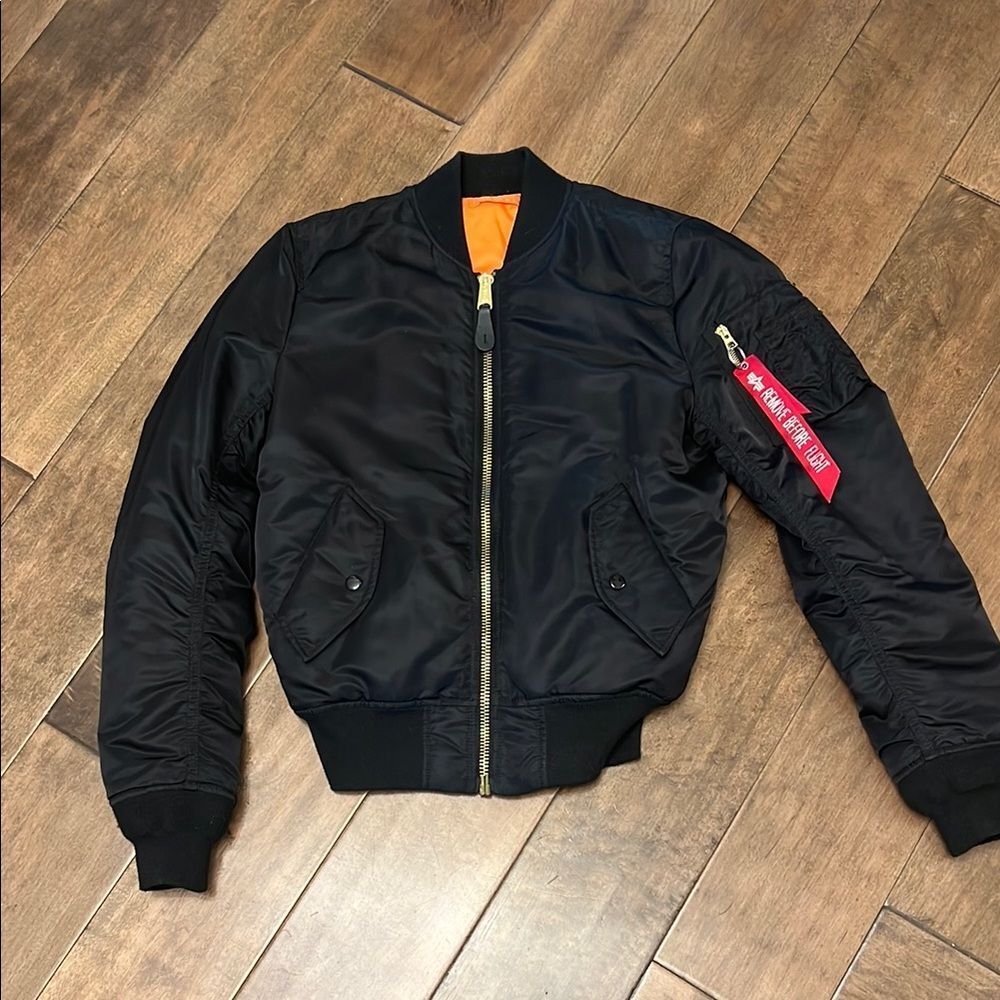 Alpha Industries MA-1 Bomber Jacket – Black and Orange – Men’s Size XS